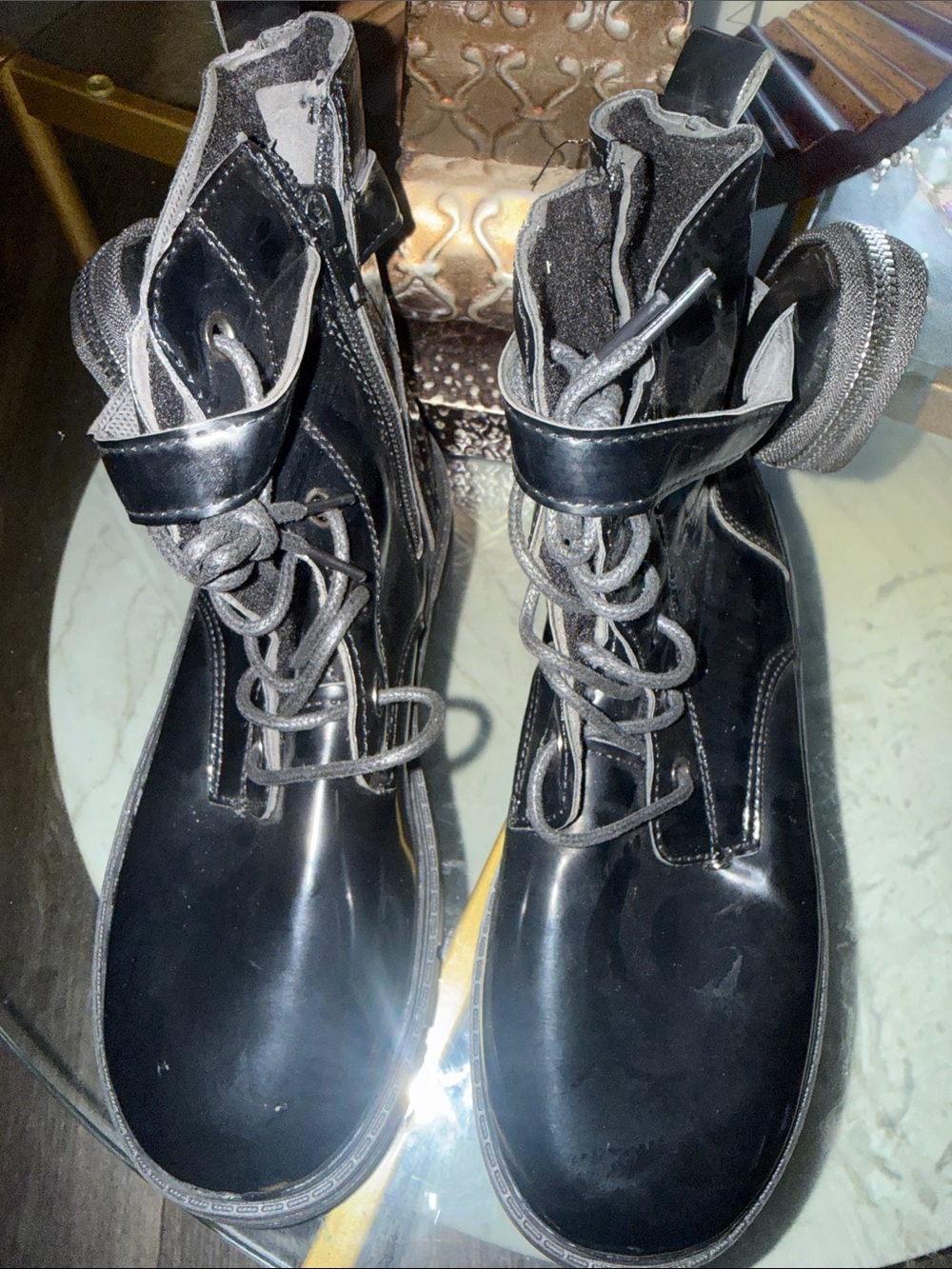 Black Lace-Up Combat Boots